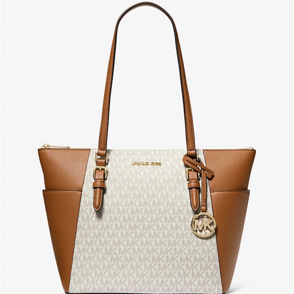 Michael Kors Cream and Brown Monogram Tote